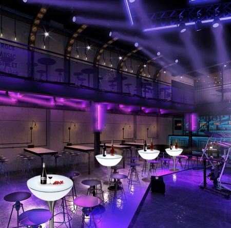 Стол светящийся круглый на металическом основании 60х60х56